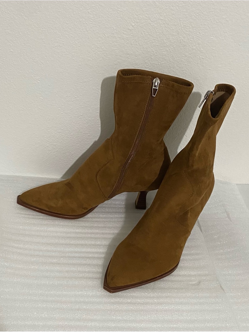 Dolce Vita Tan Suede Pointed Toe Ankle Booties
